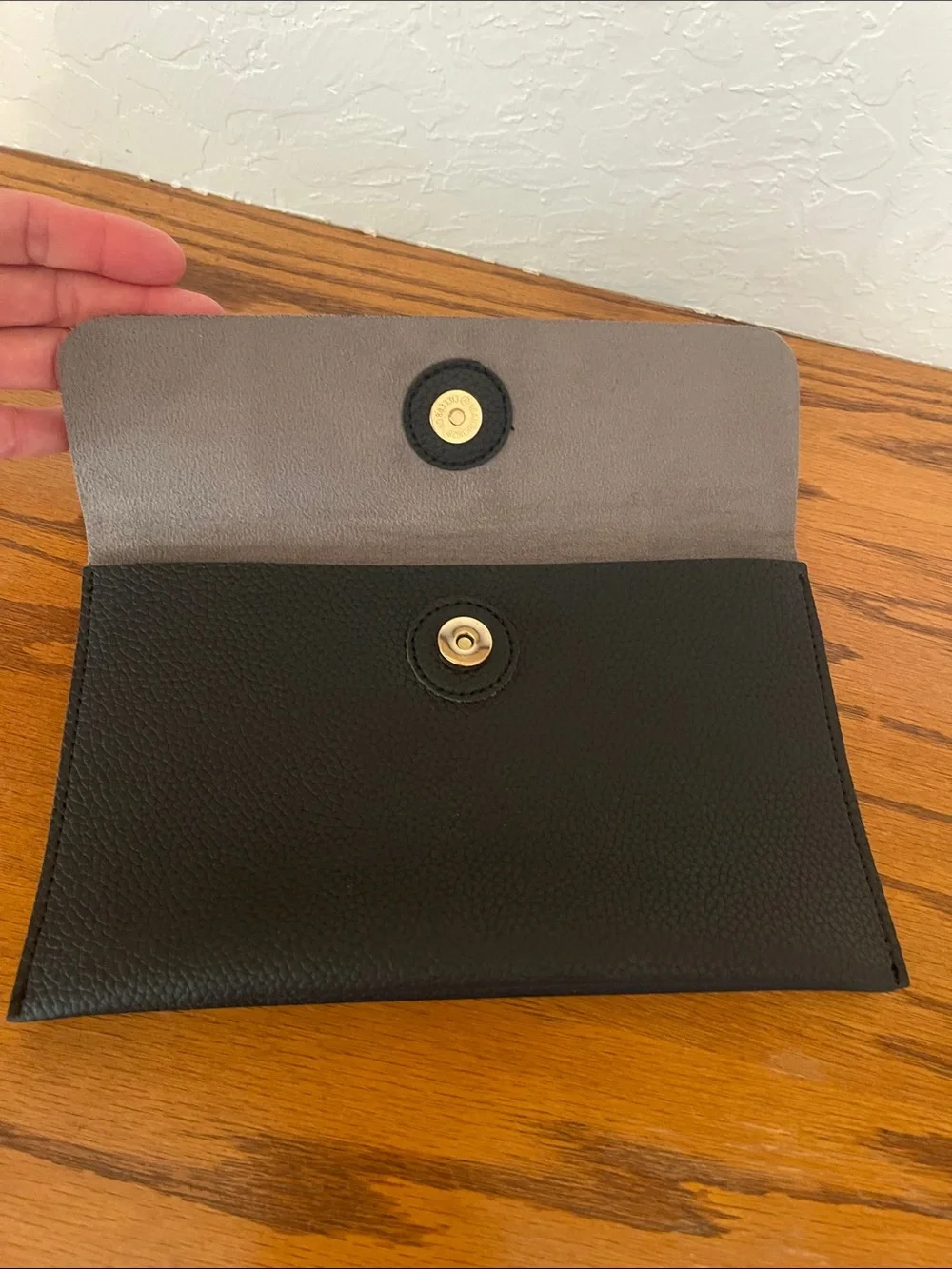 Minimalist  Black pebbled Leather Envelope clutch wallet  - Women Bags